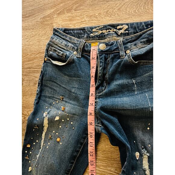 Seven7 Ankle Skinny Jeans, Size 6, Jeweled Distressed - Picture 8 of 10